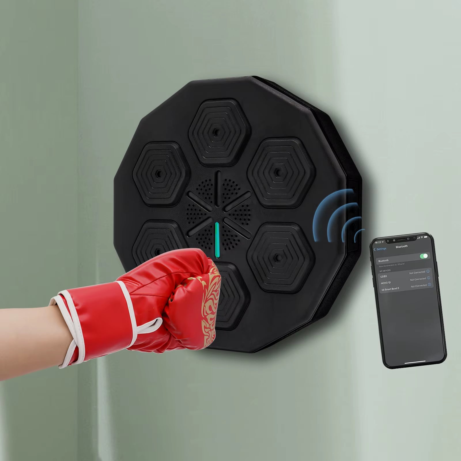 Music Boxing Machine W/Bluetooth + Boxing Gloves+ Usb Charging Cable, Wall-Mounted Led Light Boxing Equipment Gift Present