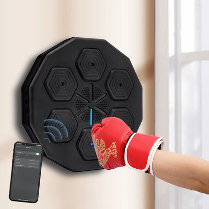Music Boxing Machine W/Bluetooth + Boxing Gloves+ Usb Charging Cable, Wall-Mounted Led Light Boxing Equipment Gift Present