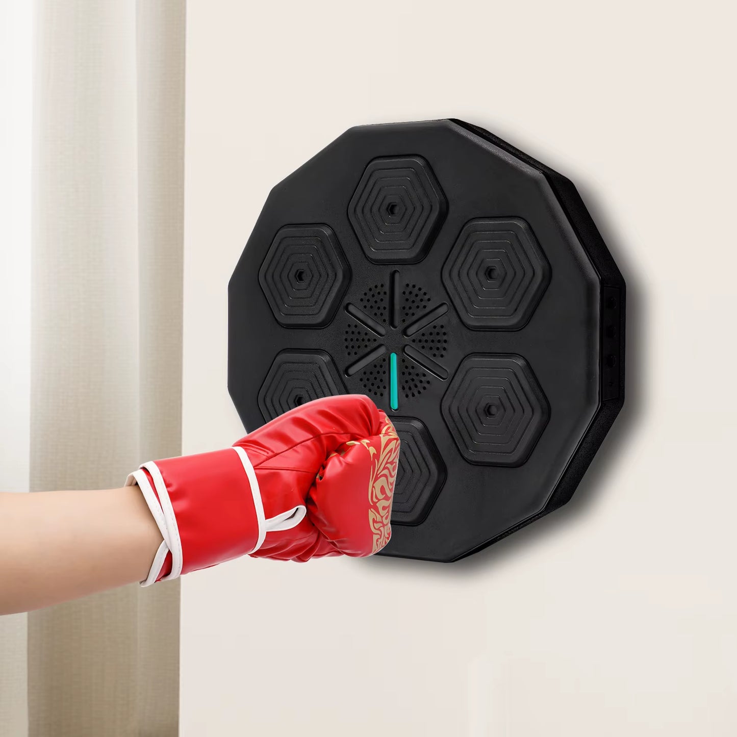 Music Boxing Machine W/Bluetooth + Boxing Gloves+ Usb Charging Cable, Wall-Mounted Led Light Boxing Equipment Gift Present